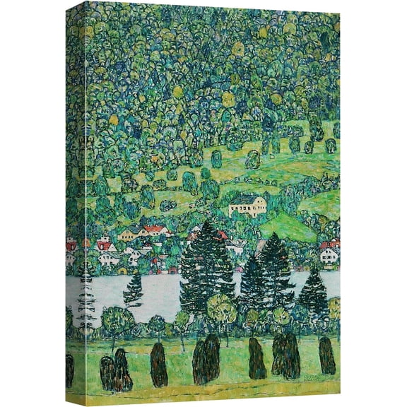 PixonSign Canvas Print Wall Art Slope in Forest on Attersee Lake by Gustav Klimt Nature Wilderness Illustrations Retro Decorative Floral Botanical Minimal Calm/Relax/Cozy Fine Art - 32"x48"