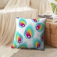 thumbnail image 4 of LALILO Throw Pillow Covers Animal Tile Feathers Birds Trendy Blue Cushion Cover 18" x 18", 2 Pack, 4 of 6