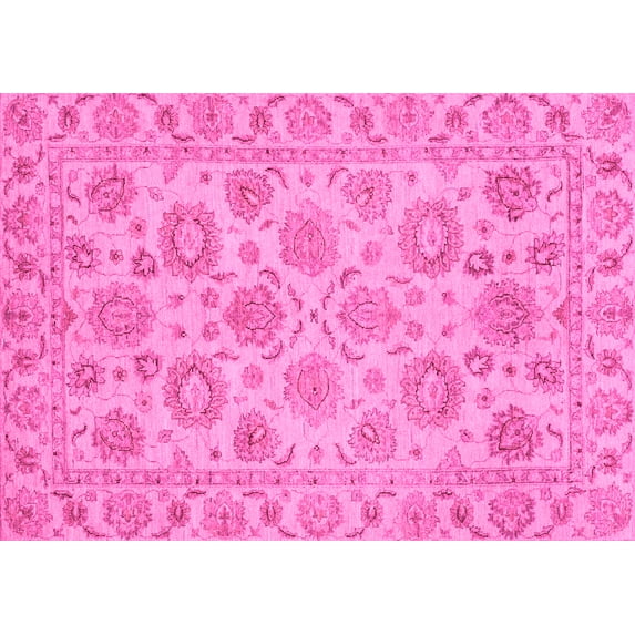 Ahgly Company Indoor Rectangle Oriental Pink Traditional Area Rugs, 7' x 10'