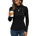 thumbnail image 2 of Wutalume Women's Long Sleeve Fall Soft Lightweight Knit Slim Sweater Tops, Versatile Solid Color Design, Cozy Layer for Transitional Weather,Black S, 2 of 8
