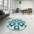 thumbnail image 4 of Ahgly Company Machine Washable Indoor Square Transitional Electric Blue Area Rugs, 8' Square, 4 of 7