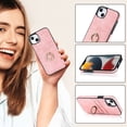 thumbnail image 5 of Fit for Apple iPhone 13 Case with Card Pocket 360° Rotatable Ring Holder Kickstand, Shockproof Drop Resistant PU Leather Soft TPU Back Protective Phone Case For iPhone 13, Pink, 5 of 8