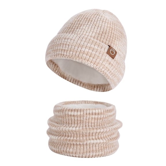 MEICHEN Winter Knit Beanie Hat Scarf Set for Women Fashion Solid Color Fleece Neck Warmer and Neck Warmer Set
