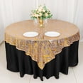 thumbnail image 3 of Efavormart 72"x72" Rose Gold Wave Embroidered Sequin Table Overlay, Sparkly Square Table Topper, 3 of 5