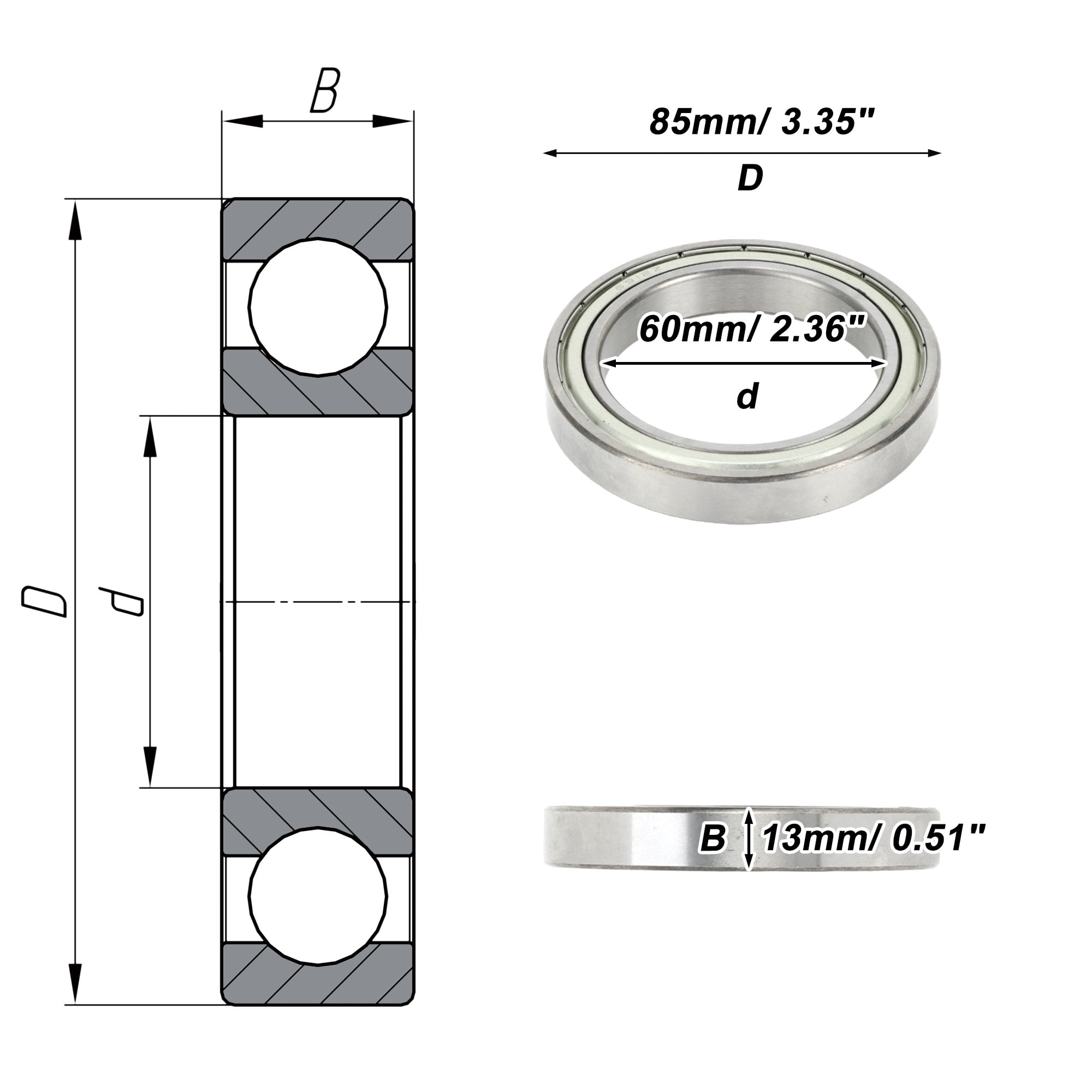 Unique Bargains 6912ZZ Deep Groove Ball Bearings 60x85x13mm 1 Pc Lubricated Bearings Scooter Skateboard Wheel