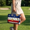 thumbnail image 4 of COEQINE Quilted Golf Cart Seat Cover, Folds Like a Bag with Handle for Easy Carry, Universal Fit 51.2"x30.3" for EZGO Yamaha Club Car 2-Seaters, 4 Pockets, Eagle Star USA US American Flag, 4 of 8