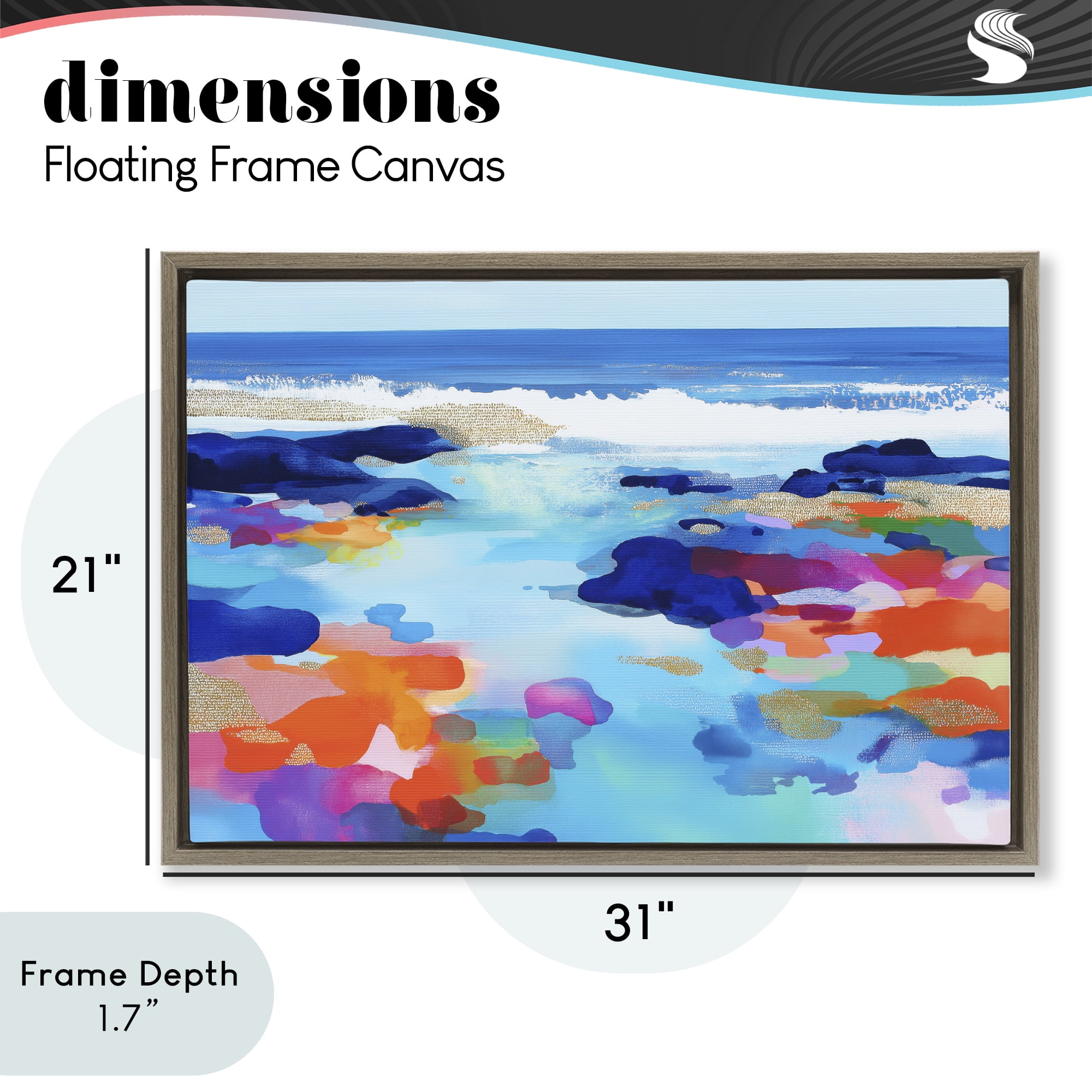 Stupell Industries Coastal Pools Overlay Abstraction Brown Framed Floater Canvas Wall Art, design by Chromatic Storm Studio