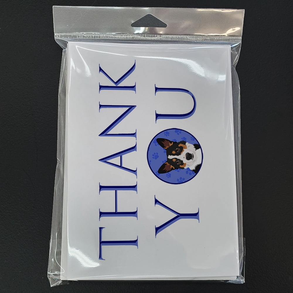 Pembroke Welsh Corgi Tricolor Black-Headed #1 Thank You Greeting Cards and Envelopes Pack of 8 7 in x 5 in