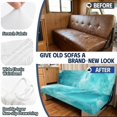 thumbnail image 3 of Chririnla Teal Marble Stretchy 2 Piece Bench Cover, Elastic Non Slip Slipcover Set for Jackknife Sofa Bed, Pet Scratch Resistant for Travel Trips, 3 of 7