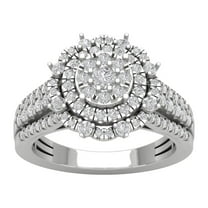 ARAIYA FINE JEWELRY 10K White Gold Lab Grown Diamond Double Halo Ring (1 cttw, D-F Color, VS Clarity), Size 7.5
