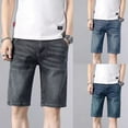 thumbnail image 5 of Hpapadks Jeans Shorts for Men Loose Fit Straight Leg Casual Stretch Denim Bermuda Shorts with Pockets Knee Length Summer Denim Shorts Men Grey L, 5 of 5
