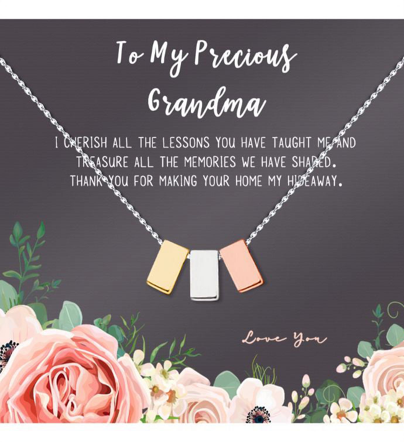 Mother's Day Gift for Grandma, Mothers Day Gift for Grandma, Gift for Her, Necklace and Card Mother's Day Gift with Gift Box and Ships Next Day! [Multi Color Cube, No-Personalized Card]