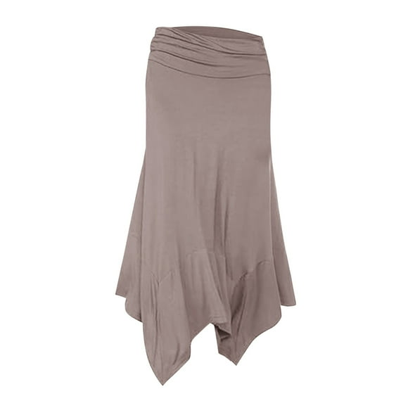 Pavied Maxi Skirt Midi Skirt A Line Skirt Slim Irregular Skirt European And American Fashion Drawers Half Bodies Skirt High Waisted Skirts for Women Fall Skirt Clearance Items Coffee S