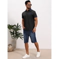 thumbnail image 5 of DARING DIVA Men's Short Sleeve Western Retro Stretch Color-Block Polo Shirts XL Black, 5 of 7