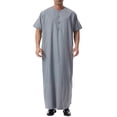 thumbnail image 1 of RXMEKW Short Sleeve Thobe with Neck Button and Pocket for Men, Casual Islamic Robe in Solid Color, 1 of 9