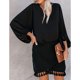 thumbnail image 3 of Blusa de manga larga,Blusa de manga larga para mujer Blusas sueltas casuales Top con cuello en V Características de vanguardia, 3 of 6