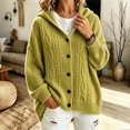thumbnail image 5 of Rrxhxhs Cardigan for Women Solid Color Cable Knit Button Front Long Sleeve Loose Casual Hooded Sweater Cover Up, 5 of 5