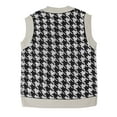 thumbnail image 3 of Sksloeg Women's Sleeveless V Neck Knit Sweater Vest Vintage Loose Houndstooth Tank Top V Neck Sleeveless Cable Knit Preppy Style Pullover Sweater Vest,Purple S, 3 of 3
