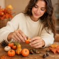 thumbnail image 5 of Artificial Fall Harvest Decor Set 70 Pcs Fake Pumpkins Maple Leaves Pinecones Acorns Gourd Table Centerpiece Accents with Rustic Charm for Thanksgiving Halloween Display in Home Office, 5 of 5