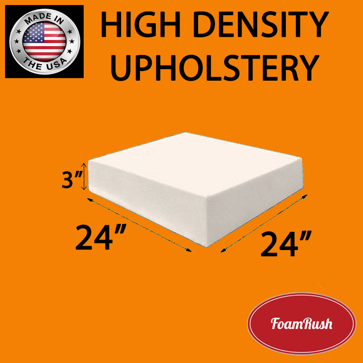 FoamRush 3 " H x 24" W x 24" L Upholstery Foam Cushion High Density (Chair Cushion Square Foam