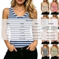 thumbnail image 3 of Admvng Women's Striped Ribbed Tank Top V Neck Slim Fit Stretch Sleeveless Casual Summer Camisole Blouse, 3 of 7