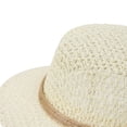 thumbnail image 5 of Karymi Kentucky Derby Hats for Women Hollow Crochet Knit Flat Top Short Brim Straw Fedora Hat with Natural Jute Rope Band Sun Hat, Vintage French Style Beach Hat Derby Hats for Women, 5 of 5