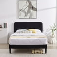 thumbnail image 3 of VECELO Full Size Bed Frame, Modern Upholstered Platform Bed Frame with Adjustable Headboard, Wooden Slats Support/No Box Spring Needed, Black, 3 of 11
