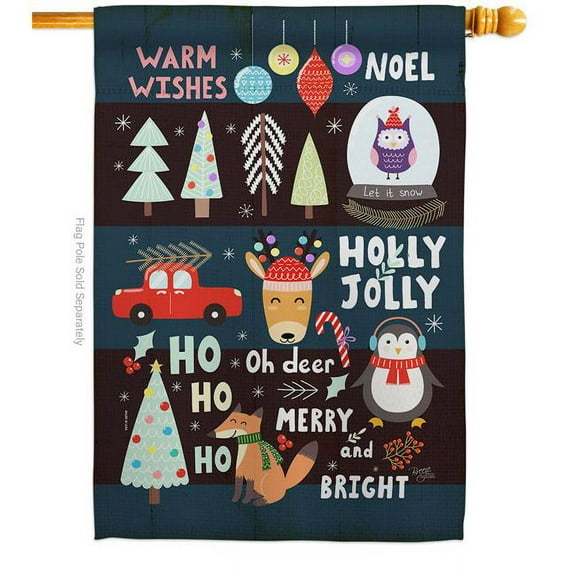 Breeze Decor 28 x 40 in. Christmas Gathering House Flag with Winter Double-Sided Decorative Vertical Flags Decoration Banner Garden Yard Gift