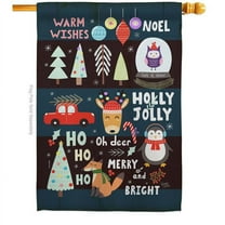 Breeze Decor 28 x 40 in. Christmas Gathering House Flag with Winter Double-Sided Decorative Vertical Flags Decoration Banner Garden Yard Gift