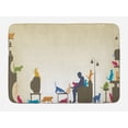 thumbnail image 1 of Modern Bath Mat, Colorful Artwork of An Human Being in Normal City Life Crazy Cat Lady Image Print, Non-Slip Plush Mat Bathroom Kitchen Laundry Room Decor, 29.5 X 17.5 Inches, Multicolor, Ambesonne, 1 of 2
