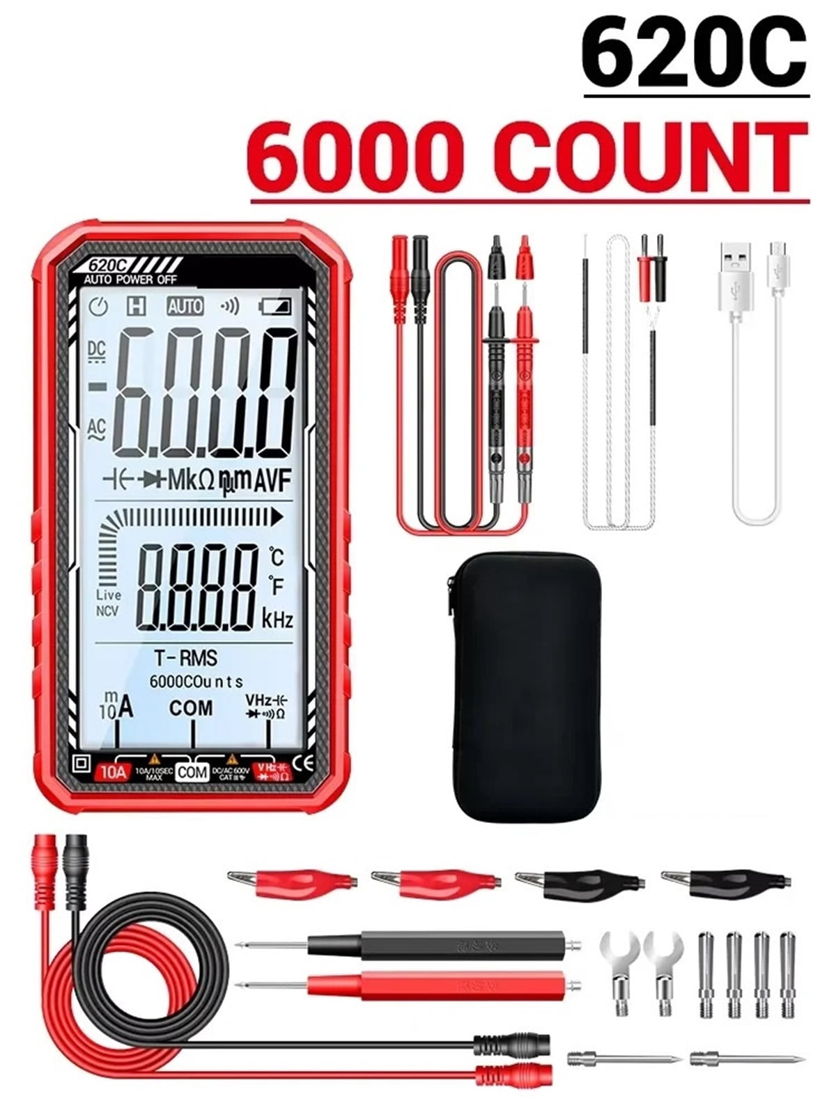 Smart Digital 6000 Counts Multimeter Professional Rechargable Intelligence AC/DC Voltage Meter NCV Induction Tools ,Battery Test