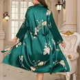 thumbnail image 7 of ZQUUVOU Women's Silk Robe Valentines Kimono Bathrobe Short Ruffle Belted Robes Bridesmaids Sleepwear Pajama Sets Green, 7 of 7