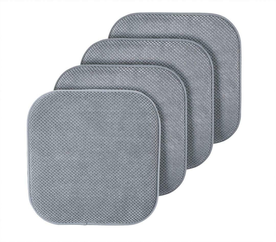 GoodGram Non Slip Chenille Premium Memory Foam Chair Cushions (4 Pack) - 16 in. W x 16 in. L, Black