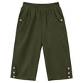 thumbnail image 5 of CQONEPT Women's Capris Pant with Pocket Elastic Waist Lightweight Loose Fit Summer Fashion Activewear Trousers Army Green 2XL, 5 of 5
