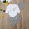 thumbnail image 1 of Newborn Infant Baby Boy Little Brother´s Romper Tops Pants Trousers Hat Outfit Set, 1 of 5