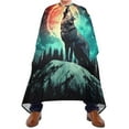 thumbnail image 2 of JSTEL Wolf Howling under Moon Waterproof Barber Cape for Men Women Beard Shaving Bib Apron Professional Hair Cutting Cloth, 65 x 55 inch, 2 of 6