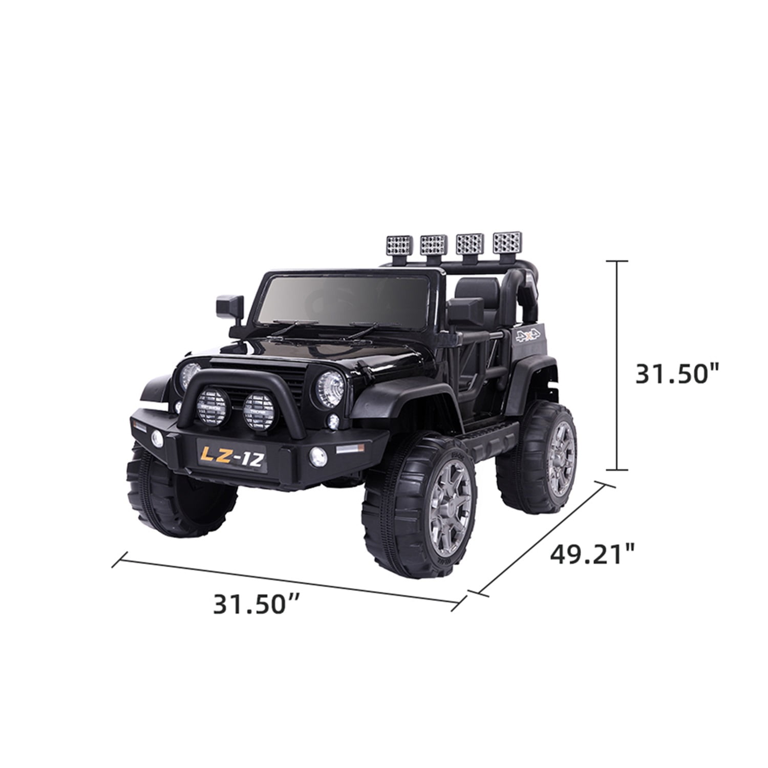 CIPACHO Kids 12V Powered Ride On Jeep, Battery Powered Toy Car with Spring Suspension, Remote Control, LED Lights, Black