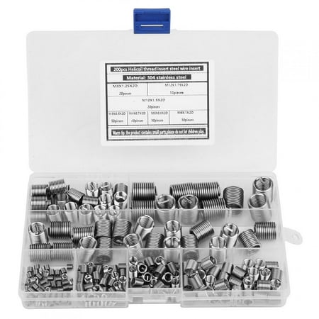 

price crash 200pcs 304 Stainless Steel Thread Insert M3-M12 Inner Thread Insert Assorted Set