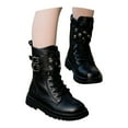 thumbnail image 2 of XIMIN Kid Girls Goth Ankle Booties Platform Combat Boots Chunky Lace Up Lug Sole Zipper Combat Boots Punk Rivet Boots Motorcycle Boots, 2 of 8
