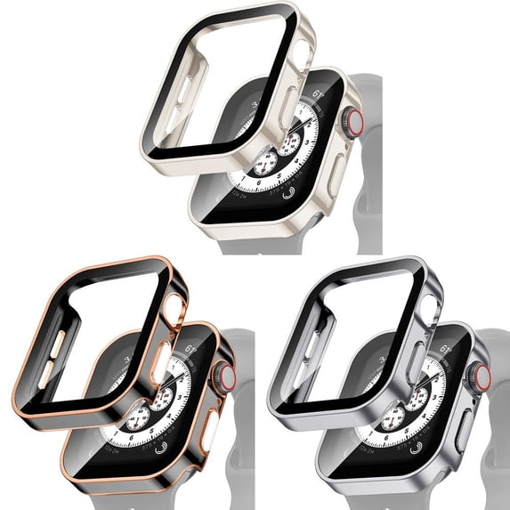 BRADCET 1/3Pack Hard PC Tempered Glass Watch Case anc Cover for Apple Watch 40mm 44mm 38mm 45mm 41mm 42mm Women Men, Accessories Shockproof Bumper Case Face Cover for iWatch Apple Series 8 7 SE 6 5 4