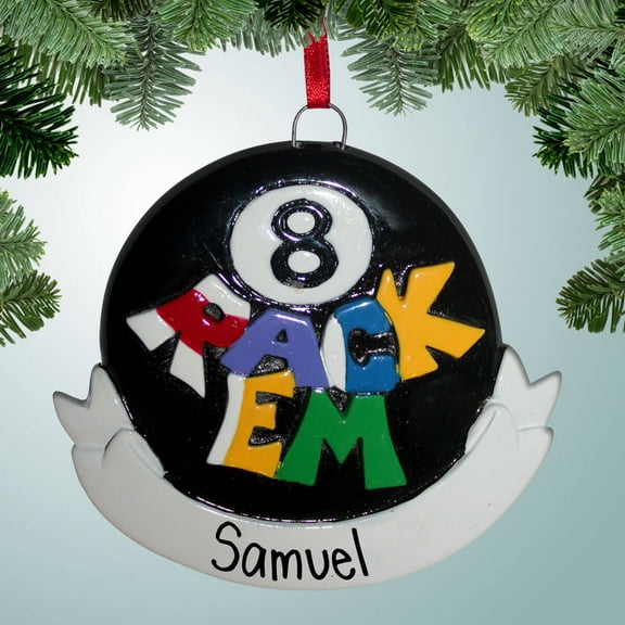 Personalized Rack 'em Eight Ball Christmas Ornament - Pool Table - Bar Games - Great Gift Ideas