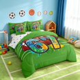 thumbnail image 2 of Manfei Boys Rugby Twin Bedding, Sport Bedding Comforter Set, Green Multicolor, Polka Dots Reversible 7-Piece, 2 of 6