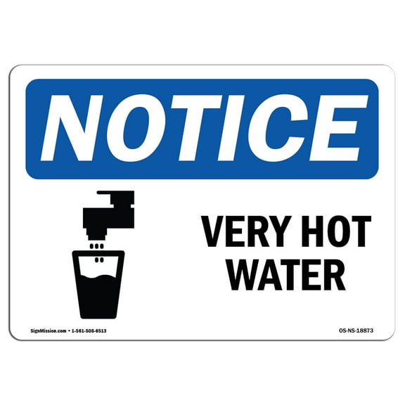 OSHA Notice Signs - Very Hot Water Sign With Symbol  | Extremely Durable Made in the USA Signs or Heavy Duty Vinyl label Decal | Protect Your Construction Site, Warehouse & Business