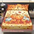 thumbnail image 4 of Glofpot 3 Piece Fitted Sheet Bed Set Matching Pillow Covers For Guest Room Golden Background Maple Leaf Multicolor Pumpkin Fall Harvest Print, 4 of 8