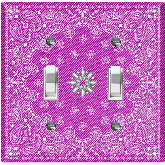 Metal Light Switch Plate Cover Pink Floral Bandana Paisley Tile Pattern TIL048