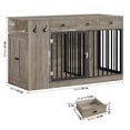 thumbnail image 2 of Homfa 59'' Large Double Dog Crate Furniture with 3 Drawers and Side Cabinet & Shelf, Indoor Wooden Dog Kennel with Removable Divider for 2 Medium or Large Dogs, Gray, 2 of 7
