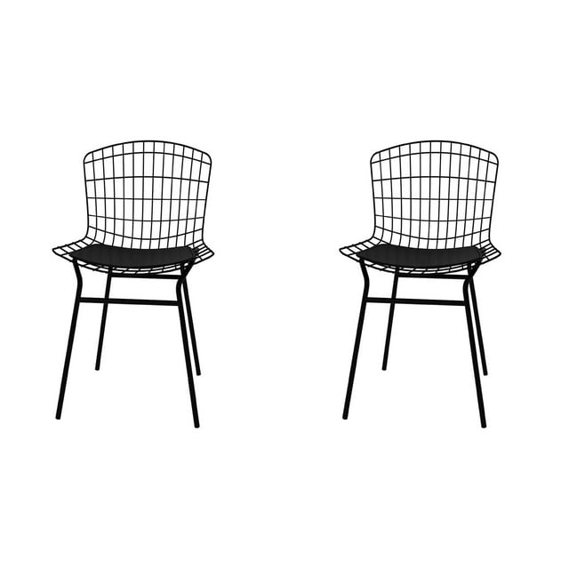 Manhattan Comfort Fauteuil Madeline, Set de 2 avec Coussin d'Assise en Noir