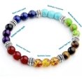 thumbnail image 4 of Pulsera de cuentas de piedras preciosas de cristal de 7 chakras para curación para mujer, pulsera elástica con cuentas de la suerte con equilibrio de reiki y yoga de piedra natural para meditación Mar, 4 of 5