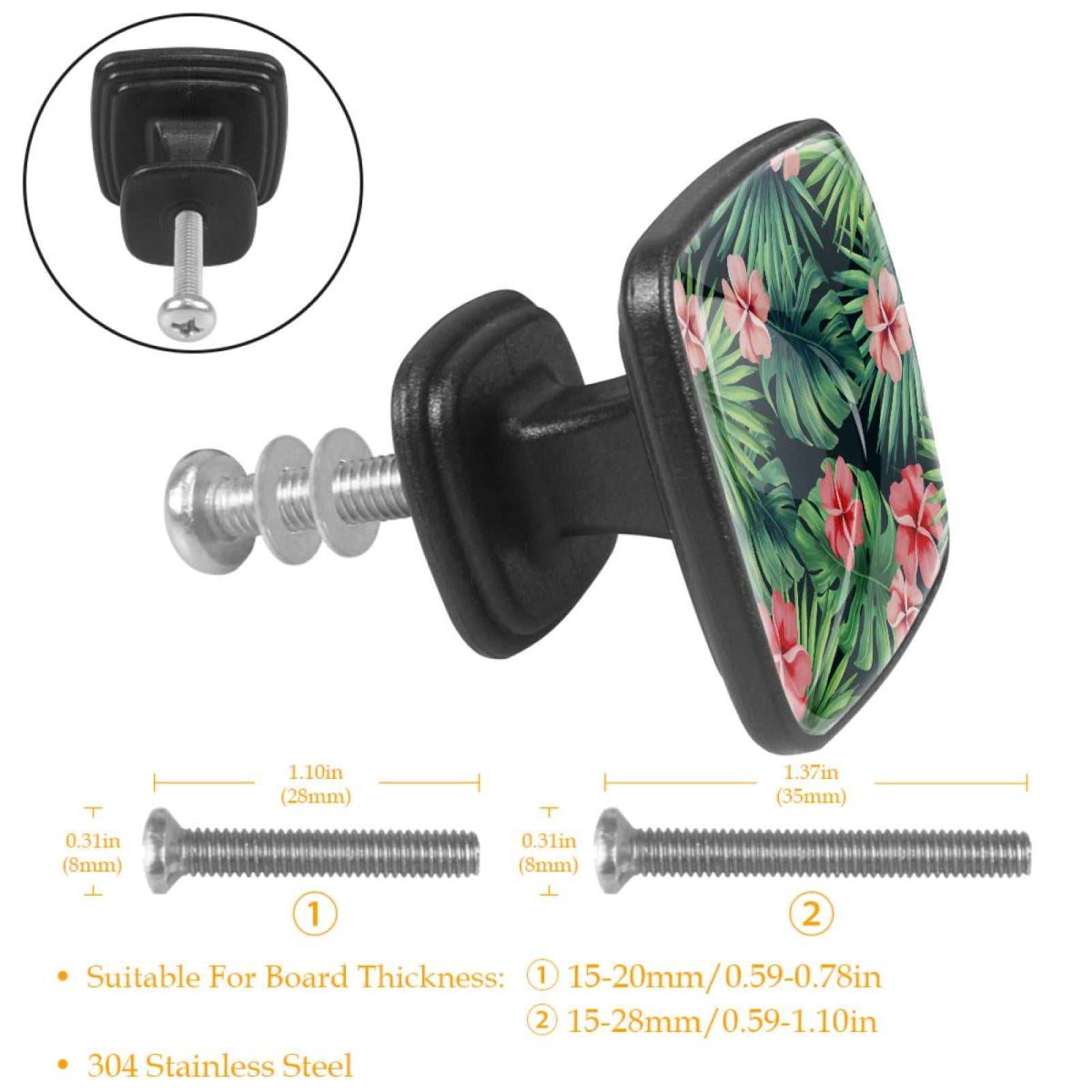 4 Pcs Cabinet Handle Drawer Pulls Tropical Green Knobs with Screws Square Furniture Office Cabinet Knob Decoration