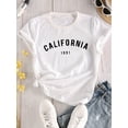 thumbnail image 1 of California Chic - Soft Crew Neck Short Sleeve T-Shirt with Graphic Print, Versatile Casual Tops for Everyday Style - Womens Clothing, 1 of 5